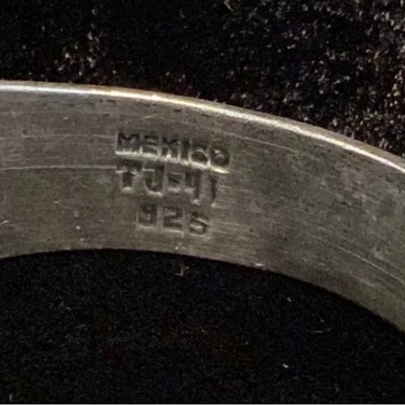 Vintage Modernist Sterling Silver Bracelet with Onyx inlay, marked. - Picture 5 of 6